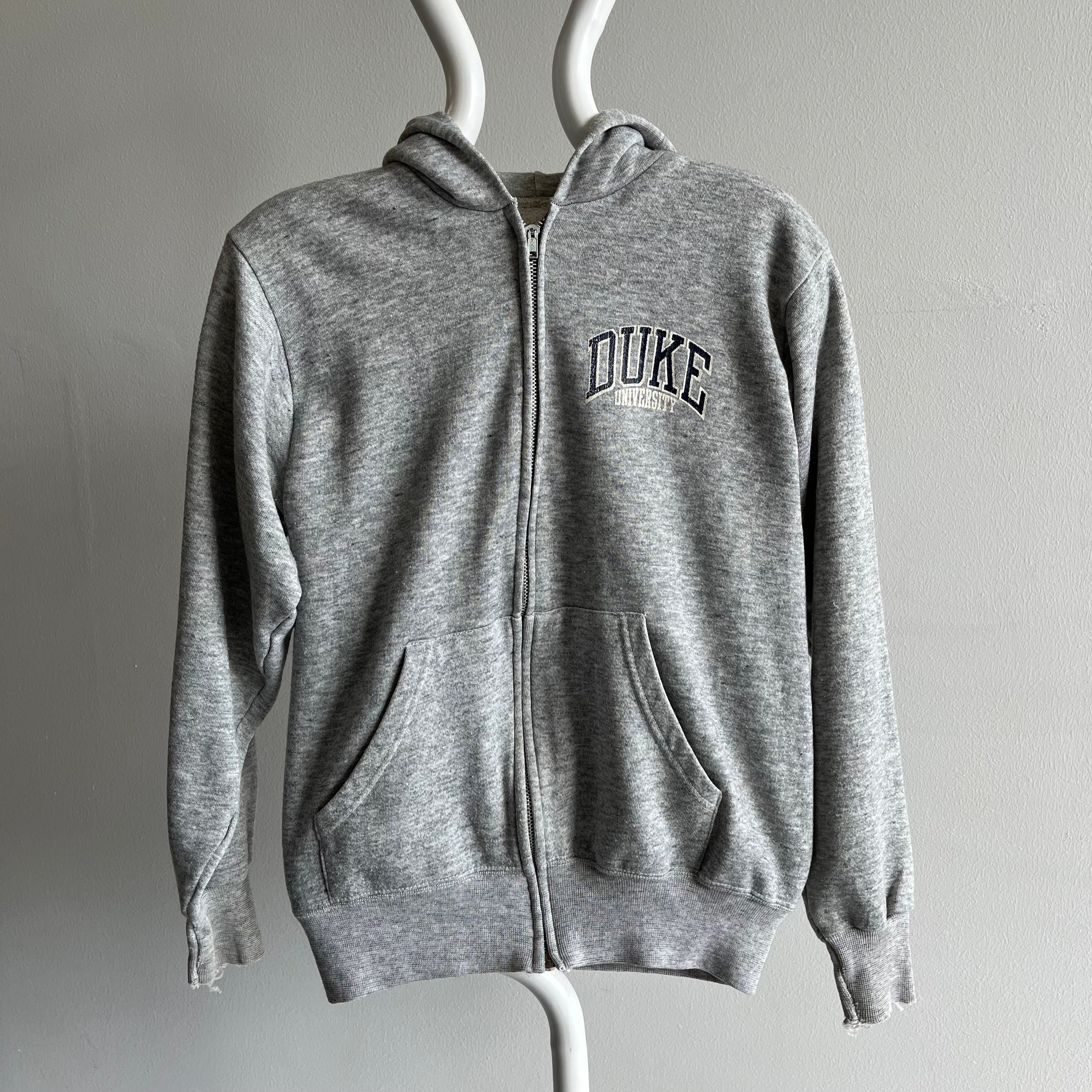 1980s (Early) Duke University Zip Up Hoodie by Velva Sheen