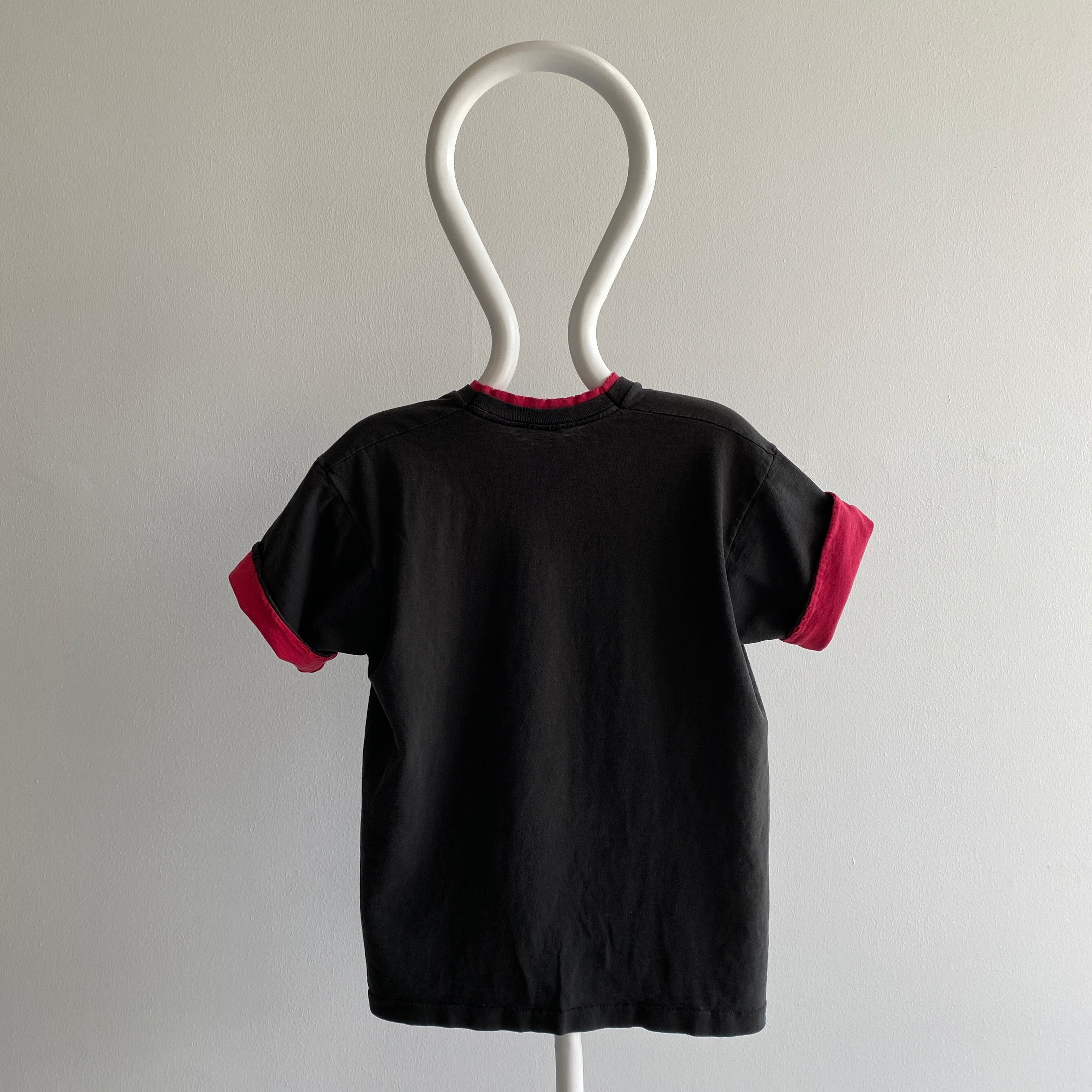 1980s FOTL Two Tone Cotton Black and Red T-Shirt