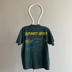 1990s Southwest Airlines Perfectly Beat Up Gray/Blue T-Shirt - Personal Collection