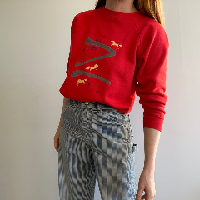 1980s Red Horsey Sweatshirt