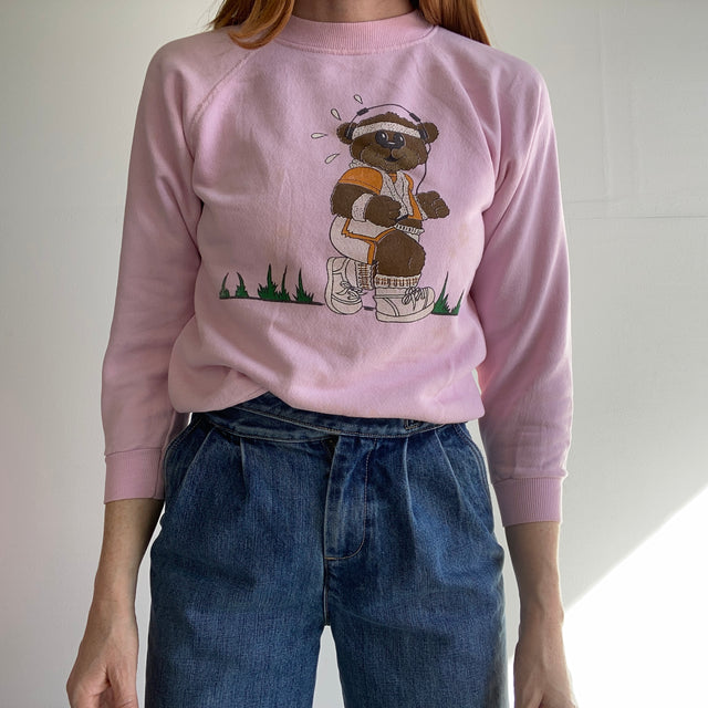 1980s Super Stained Teddy Bear Work Out Sweat-shirt
