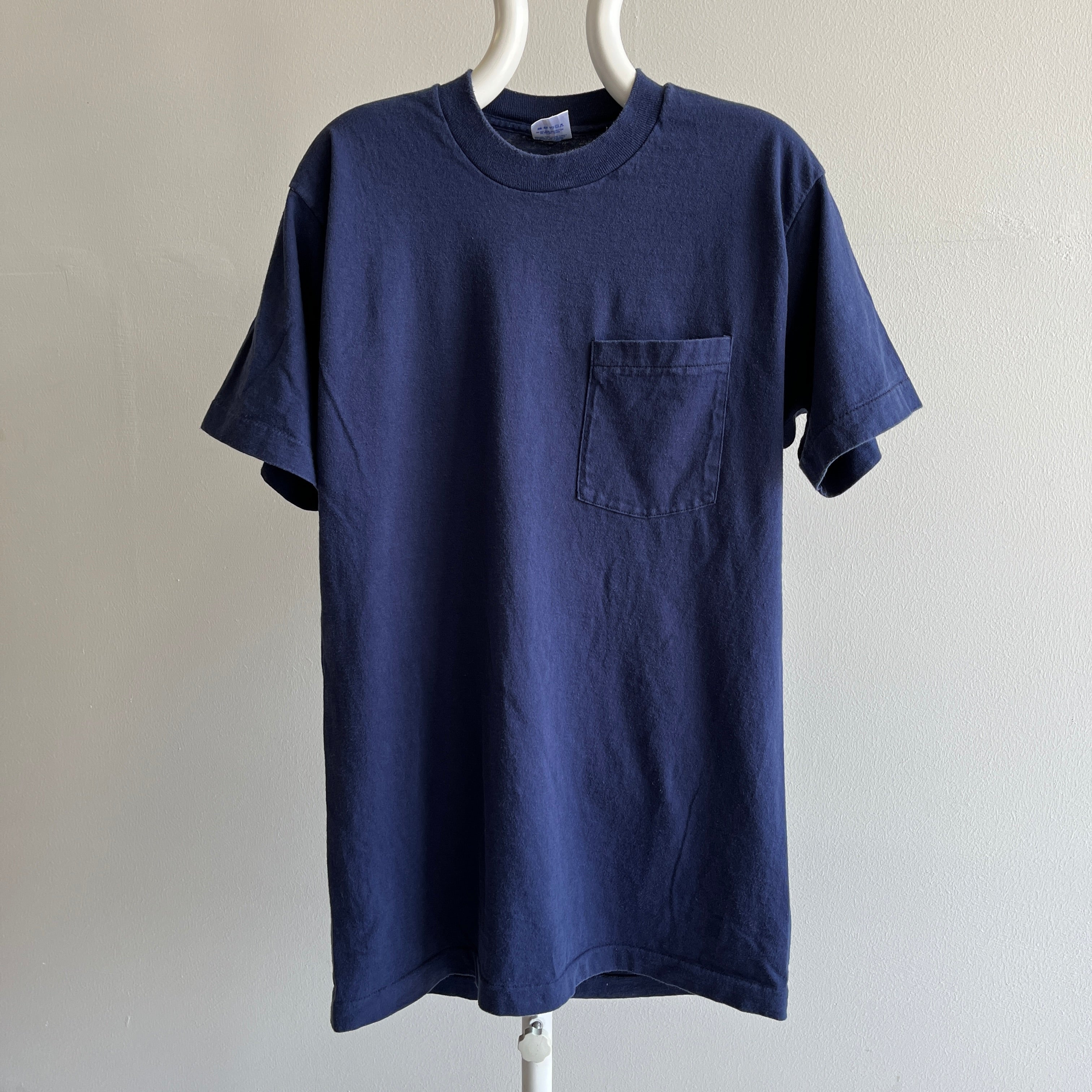 1990s Blank Navy Pocket T-Shirt by BVD