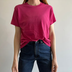 1980s Screen Stars Stained, Thin and Soft Hot Pink/Magenta 50/50 Silky Soft T-Shirt