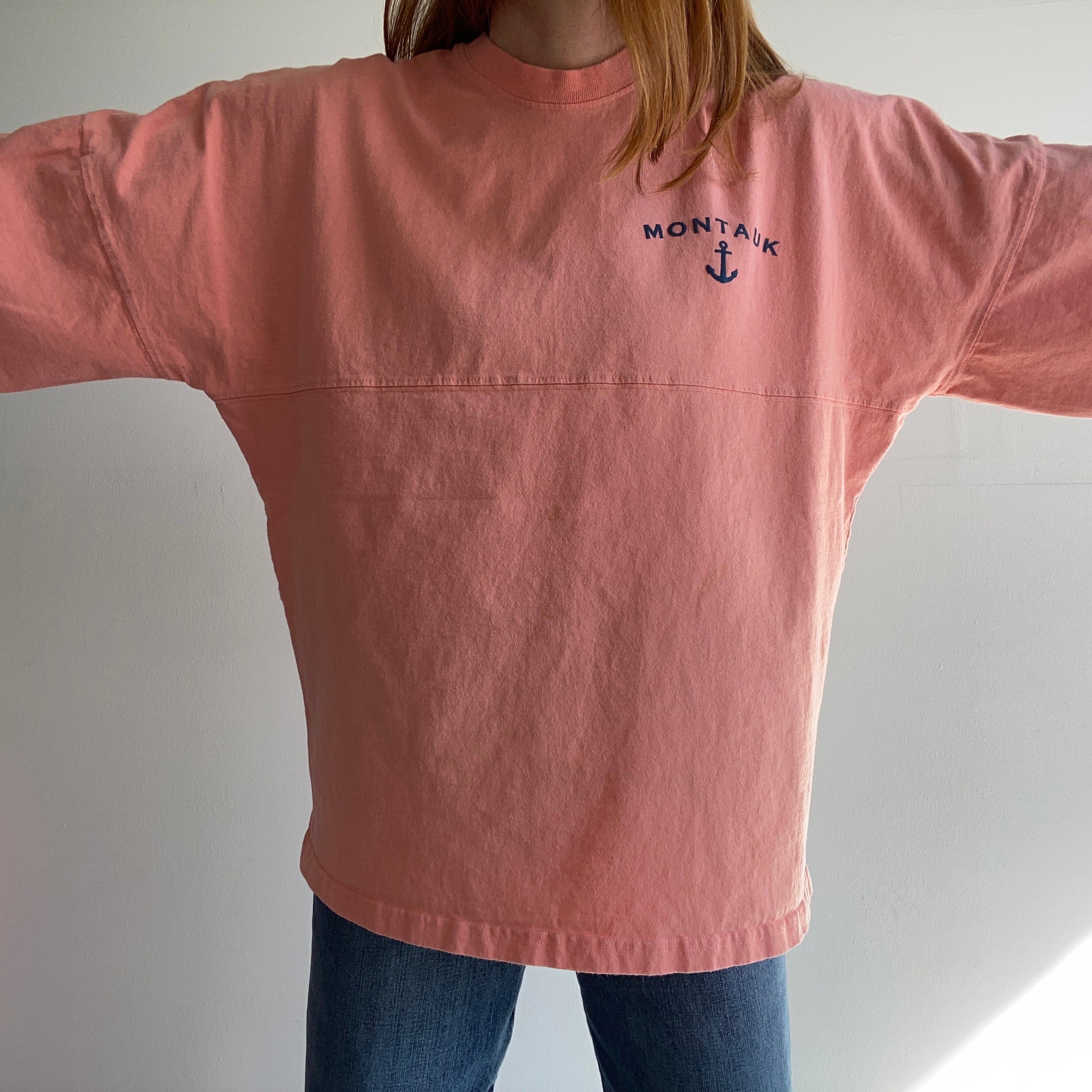 1990s Montauk New York Oversized Cotton Long Sleeve T-Shirt - WOW