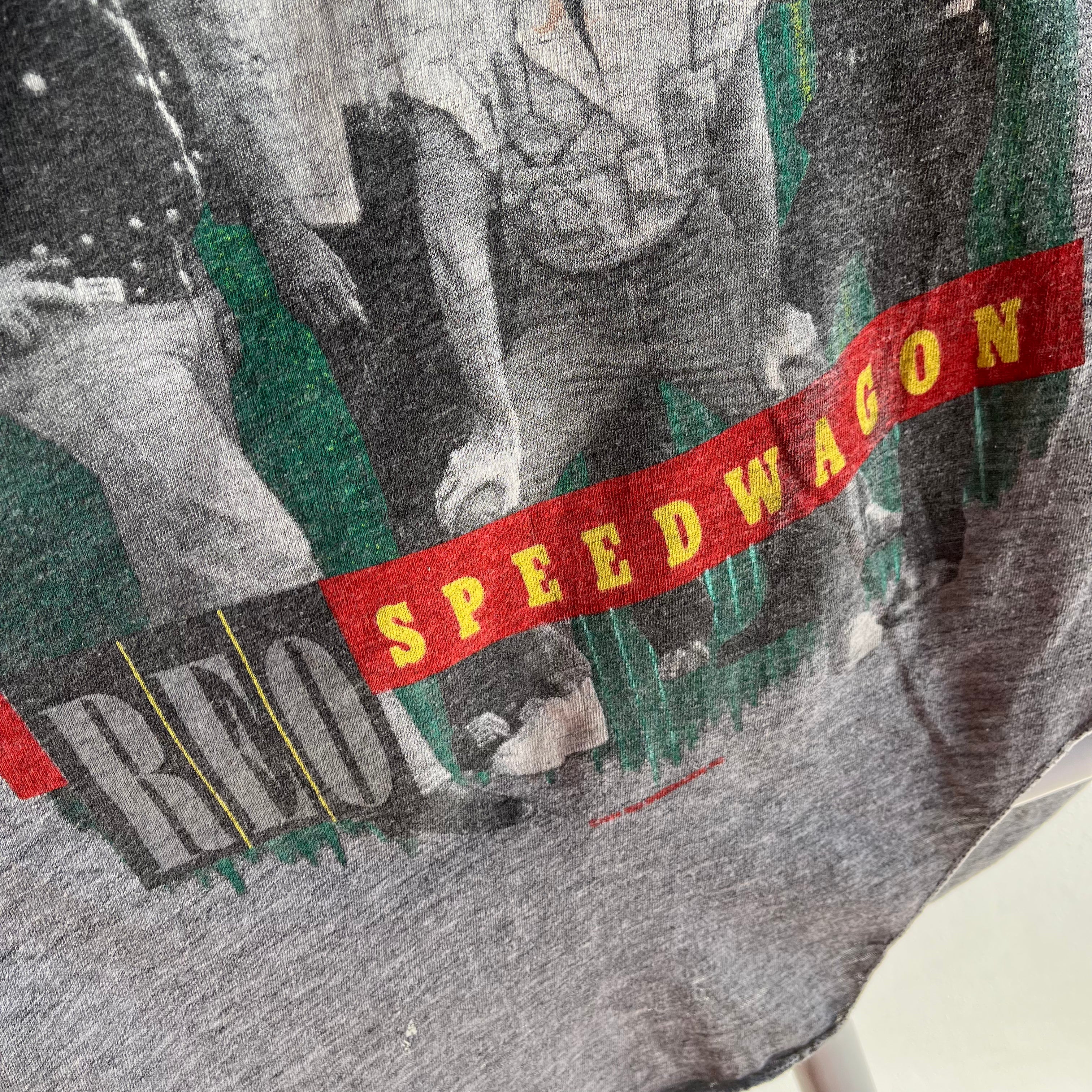 1984-1985 REO Speedwagon Wheels Are Touring Baseball T-Shirt !!!!