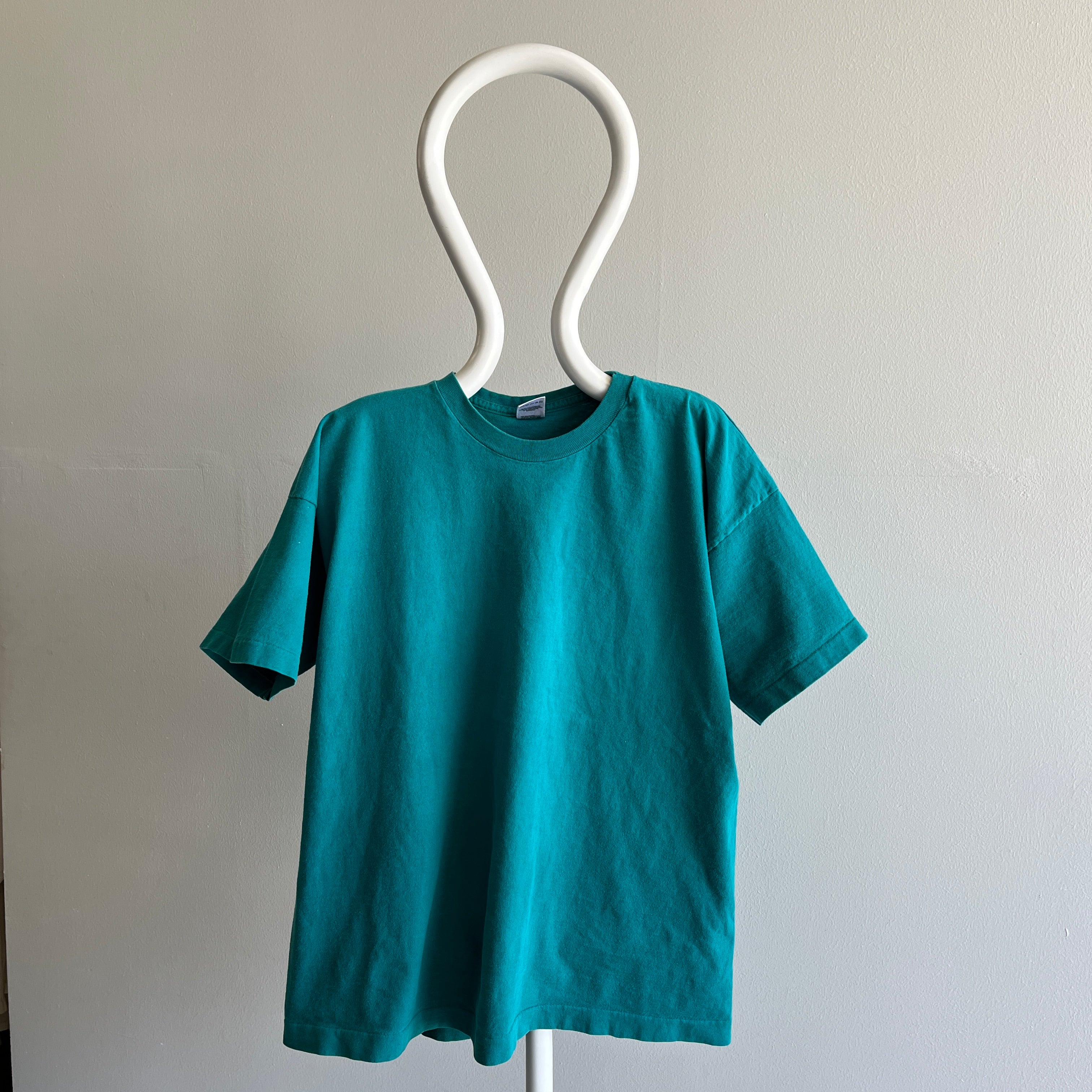 T-shirt en coton pour femme FOTL bleu sarcelle des années 1980