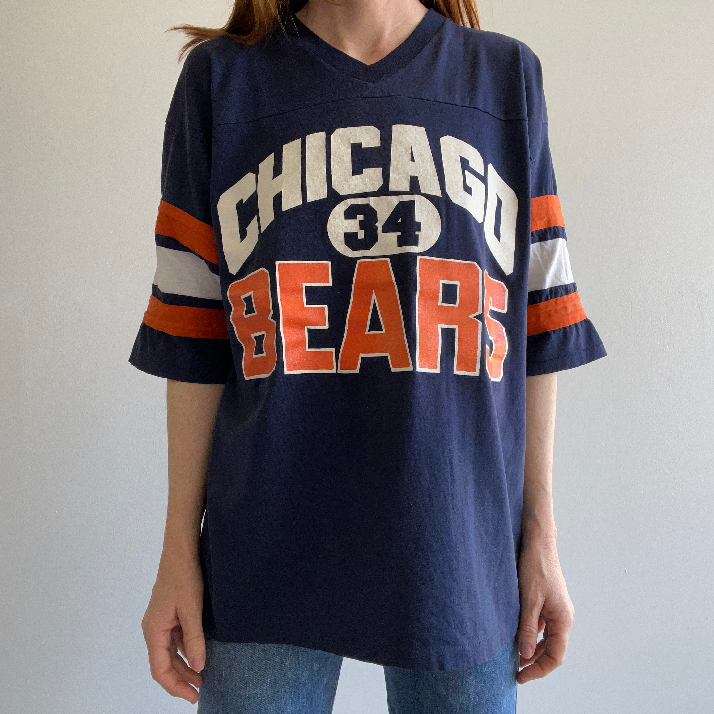 StranStarsBest 80s Vintage Walter Payton #34 Chicago Bears NFL Football Rawlings Jersey T-Shirt - Small