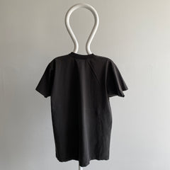 1980s FOTL Cotton Blank Black Faded Pocket T-Shirt