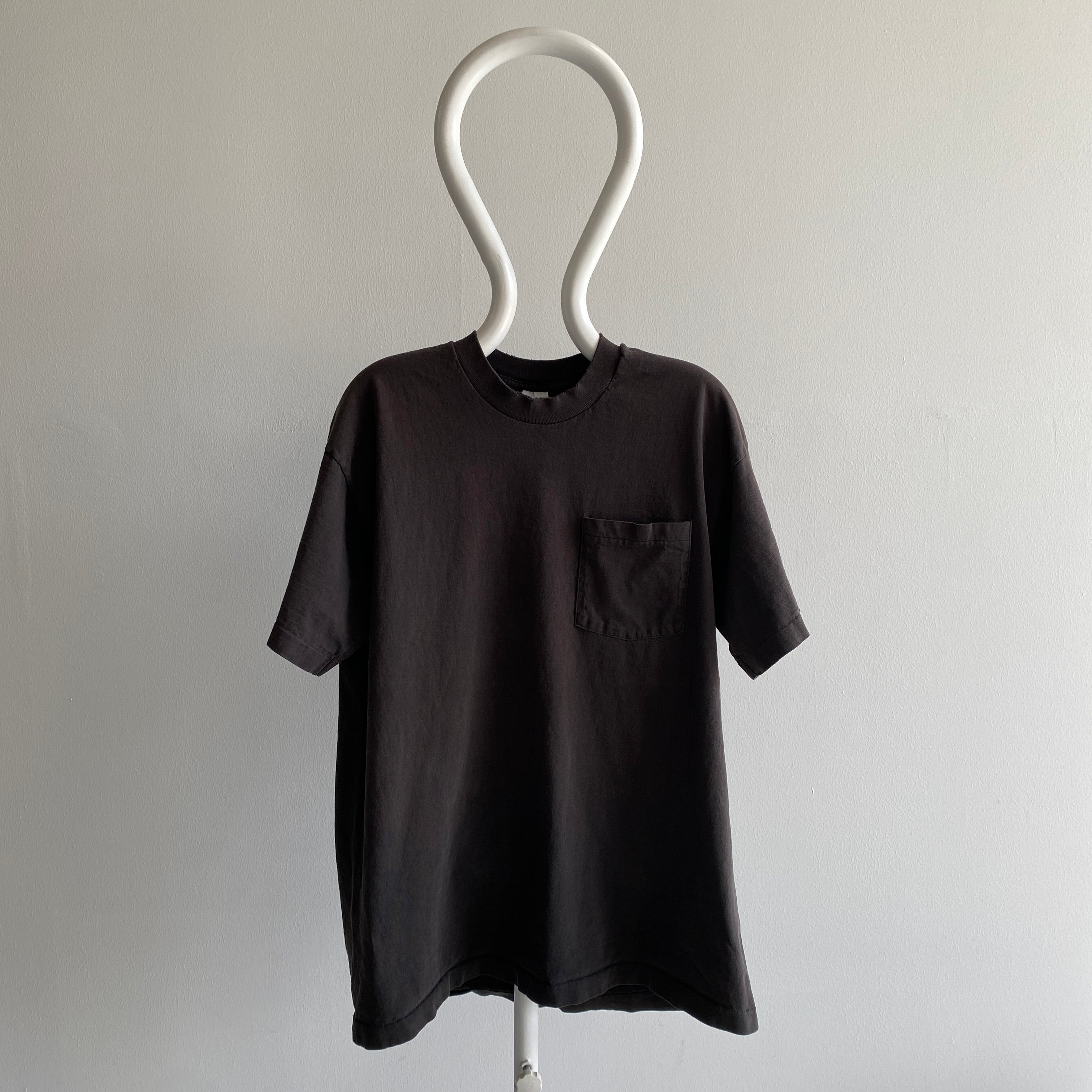 1980s Springfoot Cotton Blank Black Pocket T-Shirt - CLASSIC