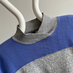 1980s Color Block Mock Neck Soft and Cozy Sweatshirt