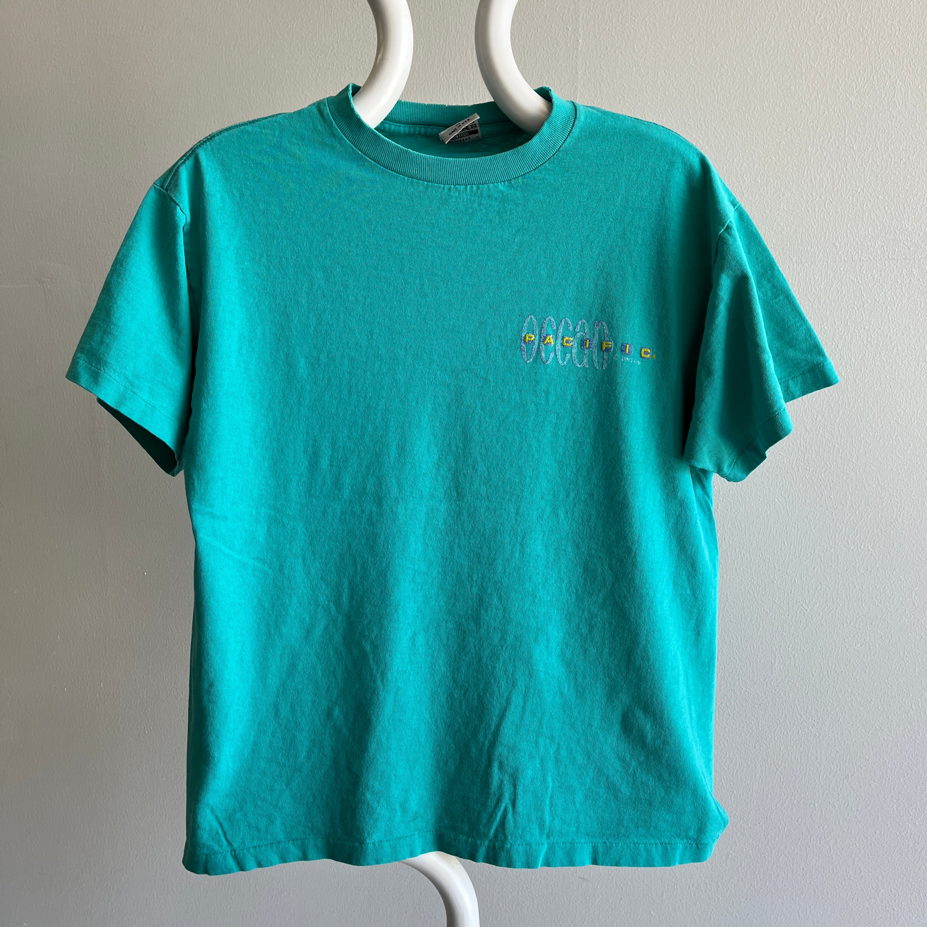 1992 Ocean Pacific Nicely Beat Up T-shirt bleu sarcelle