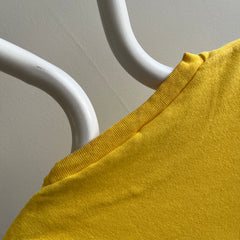 1980s Blank Knit Cotton Yellow Pocket T-Shirt