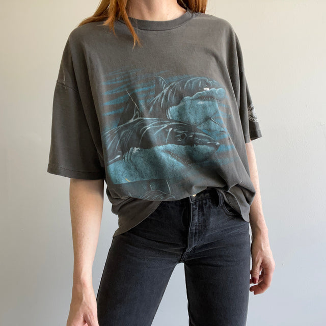1990s SUper Rad Shark Front and Back T-Shirt - THIS!!