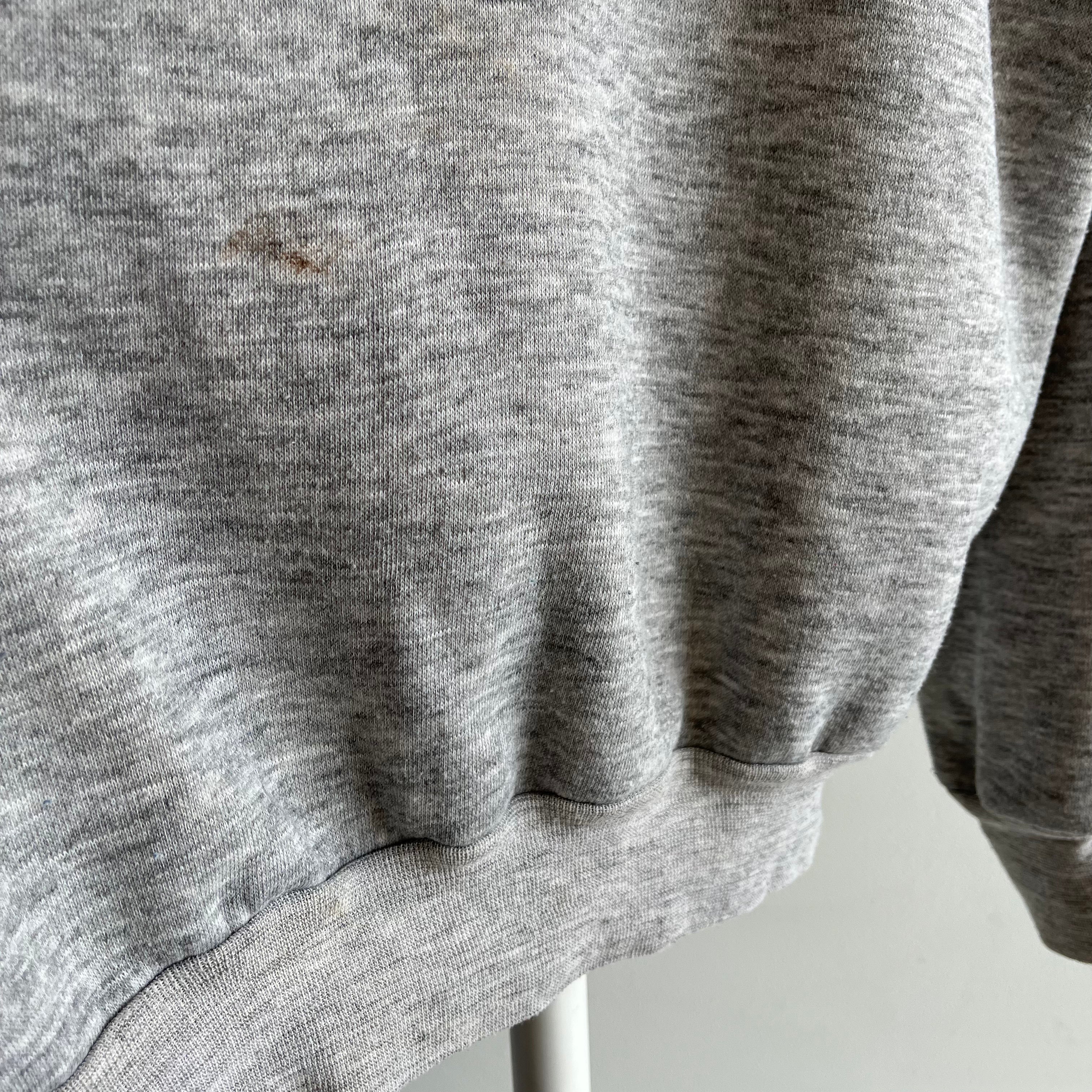 1980s Blank Gray Insulated Hoodie - WOW