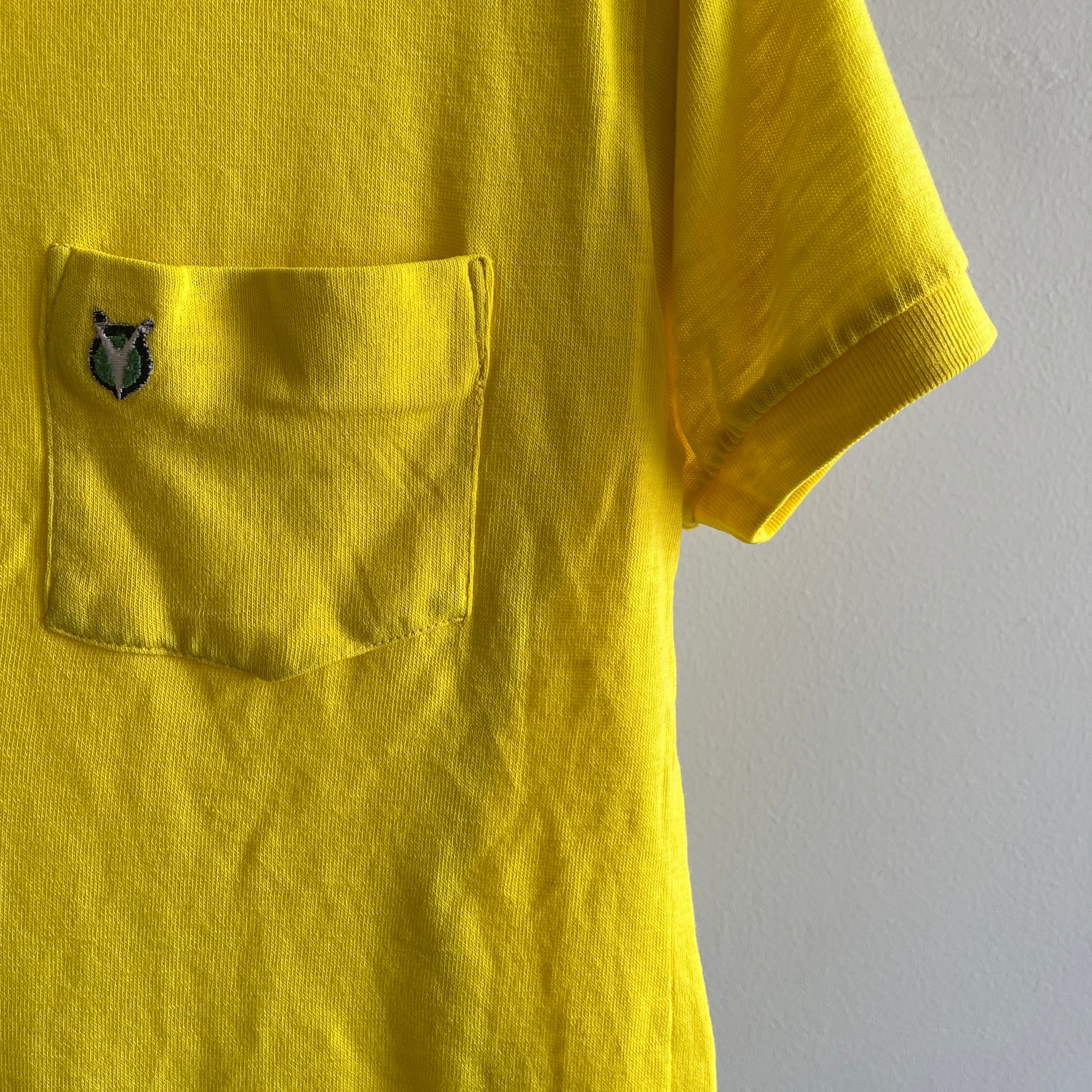 1980s Vibrant Yellow Polo T-Shirt - SO SOFT!
