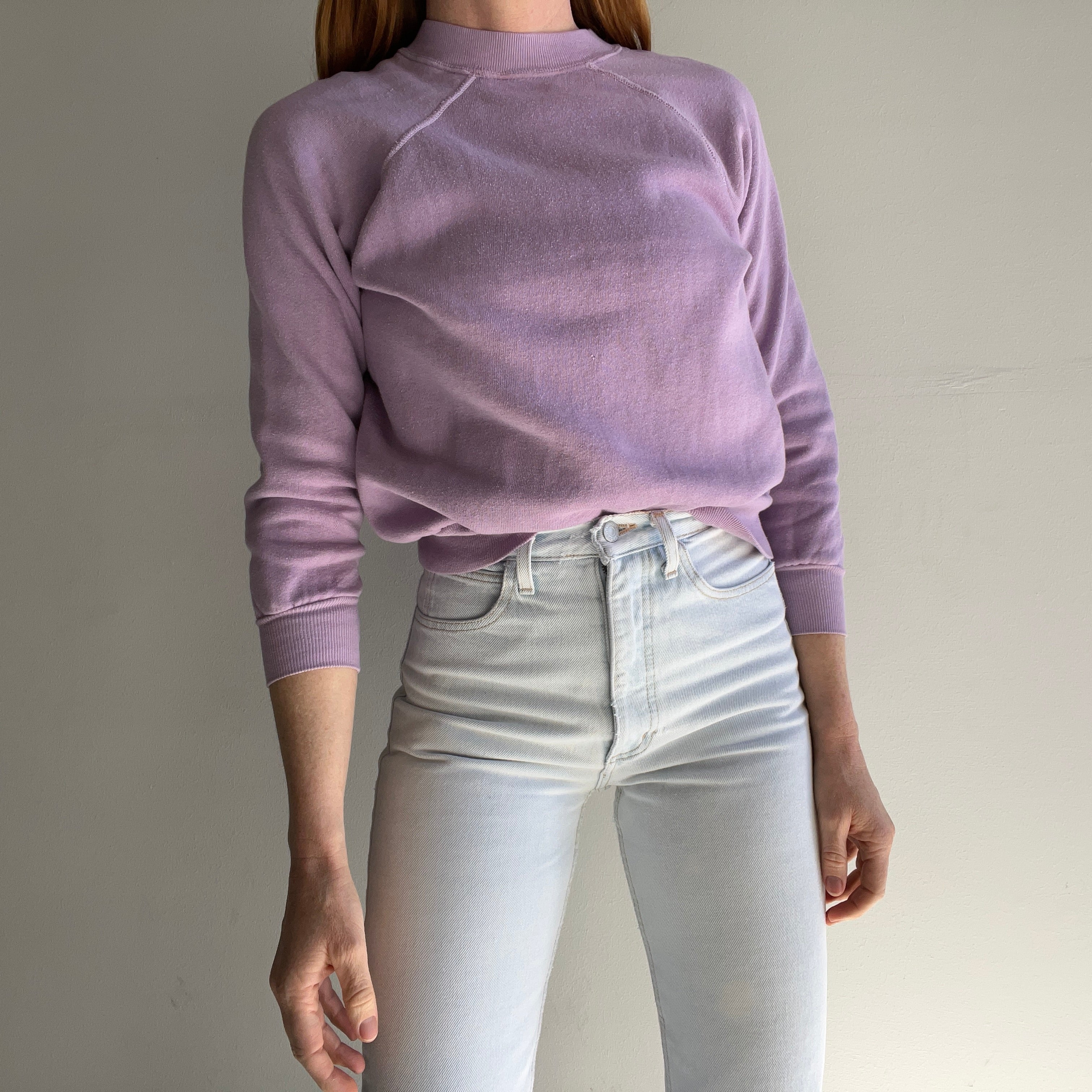 1980s Blank Lavender Smaller Size Sweatshirt