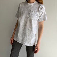 1980s Light Gray Single Stitch Cotton Pocket T-Shirt