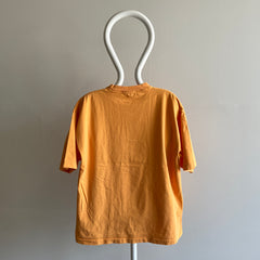 1990s Medium Weight Cotton Washed Neon Orange T-Shirt - V Cool!