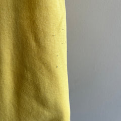 GG 1970s GAP USA Made Soft Yellow Knit Ring T-Shirt - Coupe plus longue