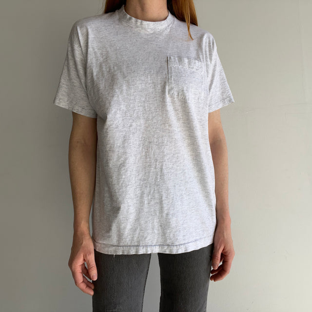 1980s Light Gray Single Stitch Cotton Pocket T-Shirt