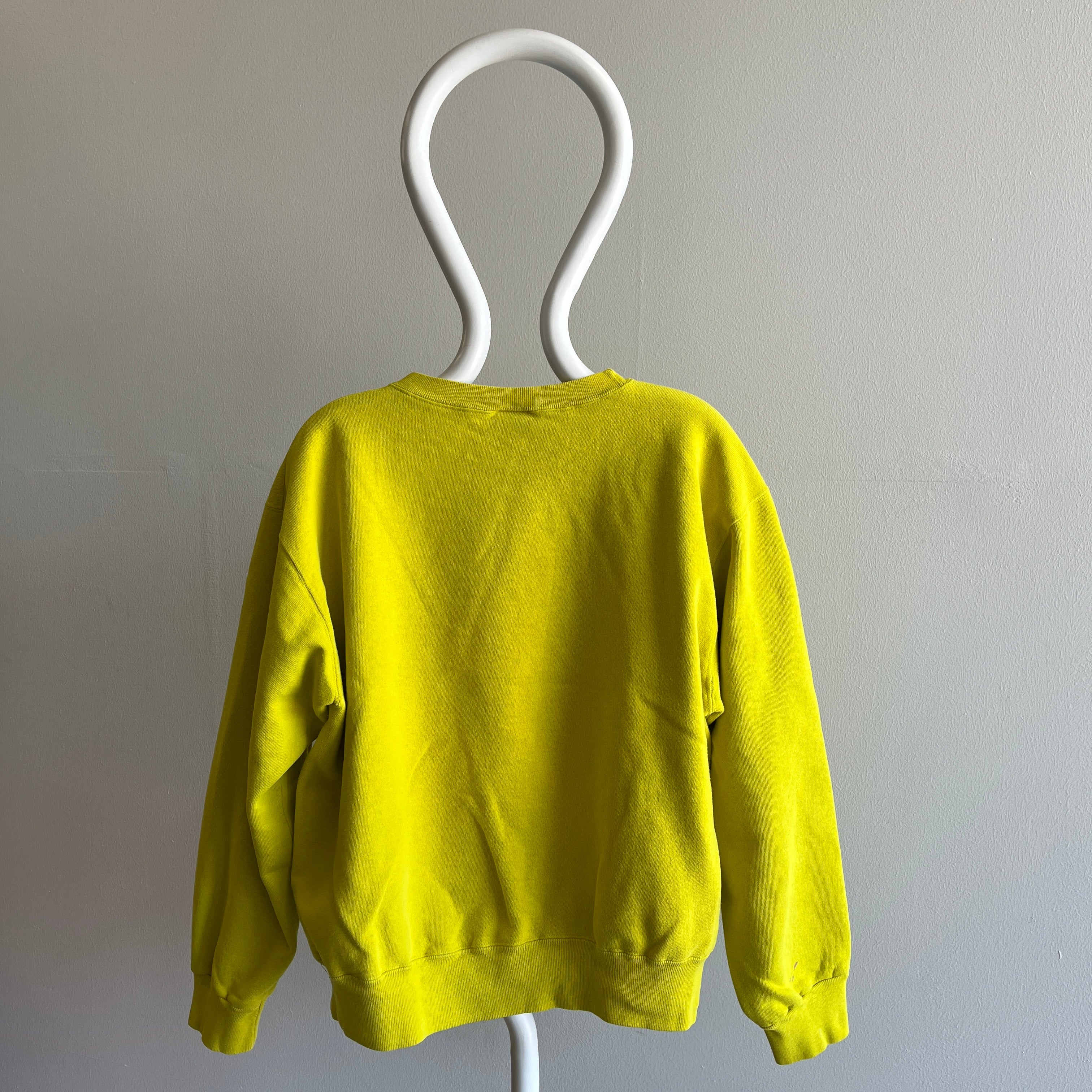 Sweat-shirt Chartreuse GG des années 1980 par Champion - USA MADE