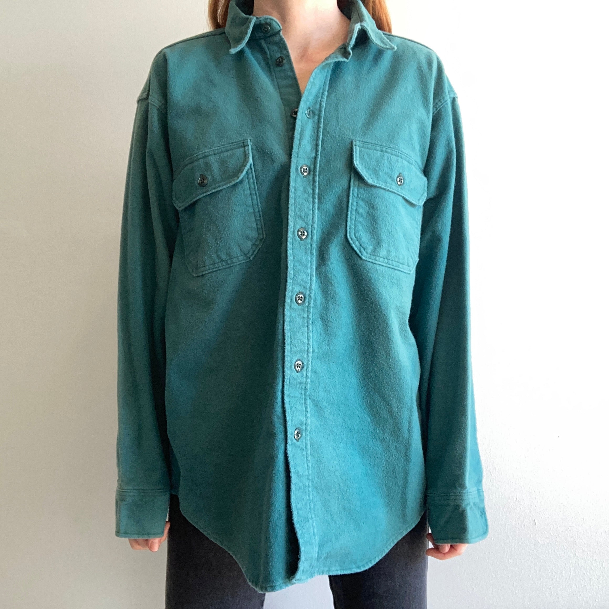 1990s USA Made Woolrich Heavy Cotton Flannel with Sun Fading