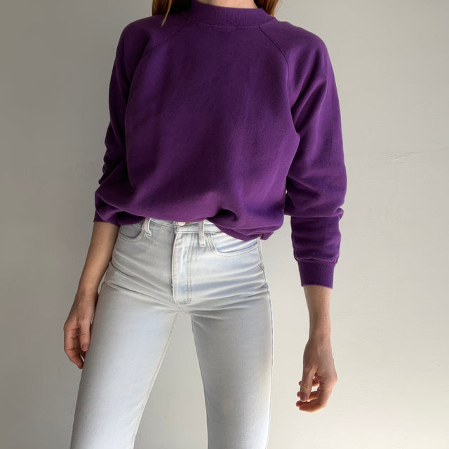 1990s Hanes Her Way Blank Purple Raglan Sweatshirt