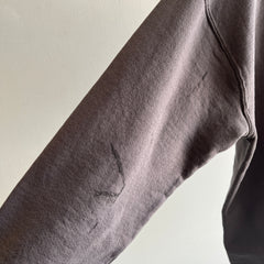 Sweat-shirt gris foncé joliment taché et usé des années 1990