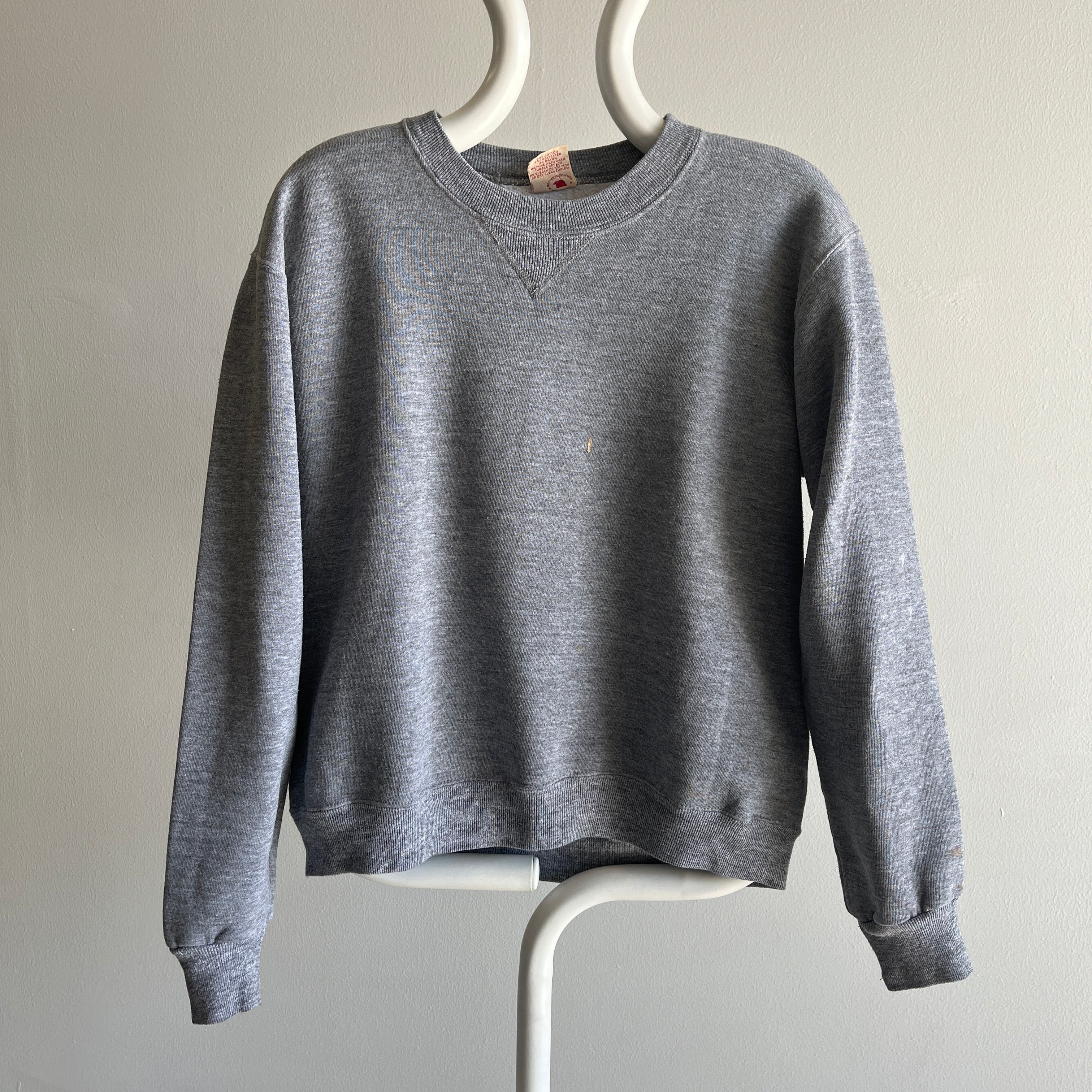 1980s Russell Brand Blank Grey Paint Stained Sweatshirt - Collection personnelle