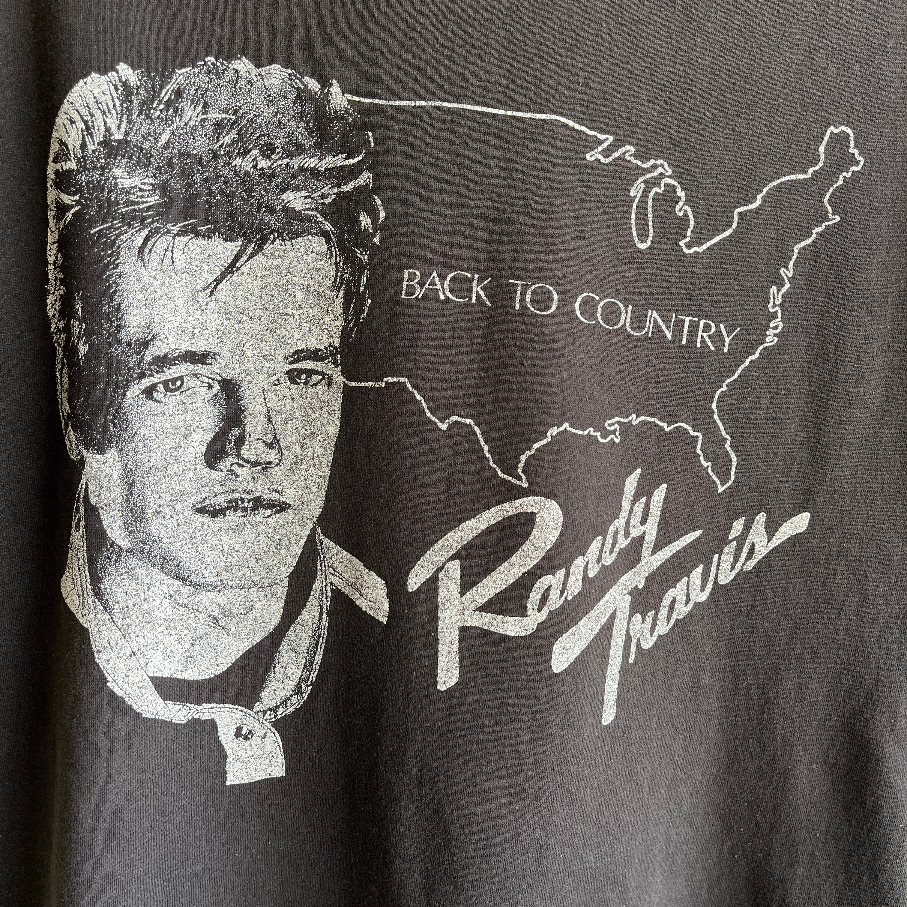 T-shirt de musique de petite taille Randy Travis des années 1980