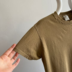 1980s Blank Army Brown Single Stitch T-Shirt