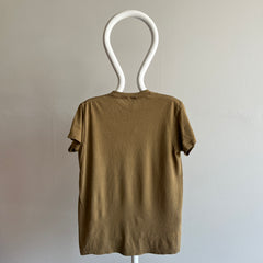 1980s Blank Army Brown Single Stitch T-Shirt