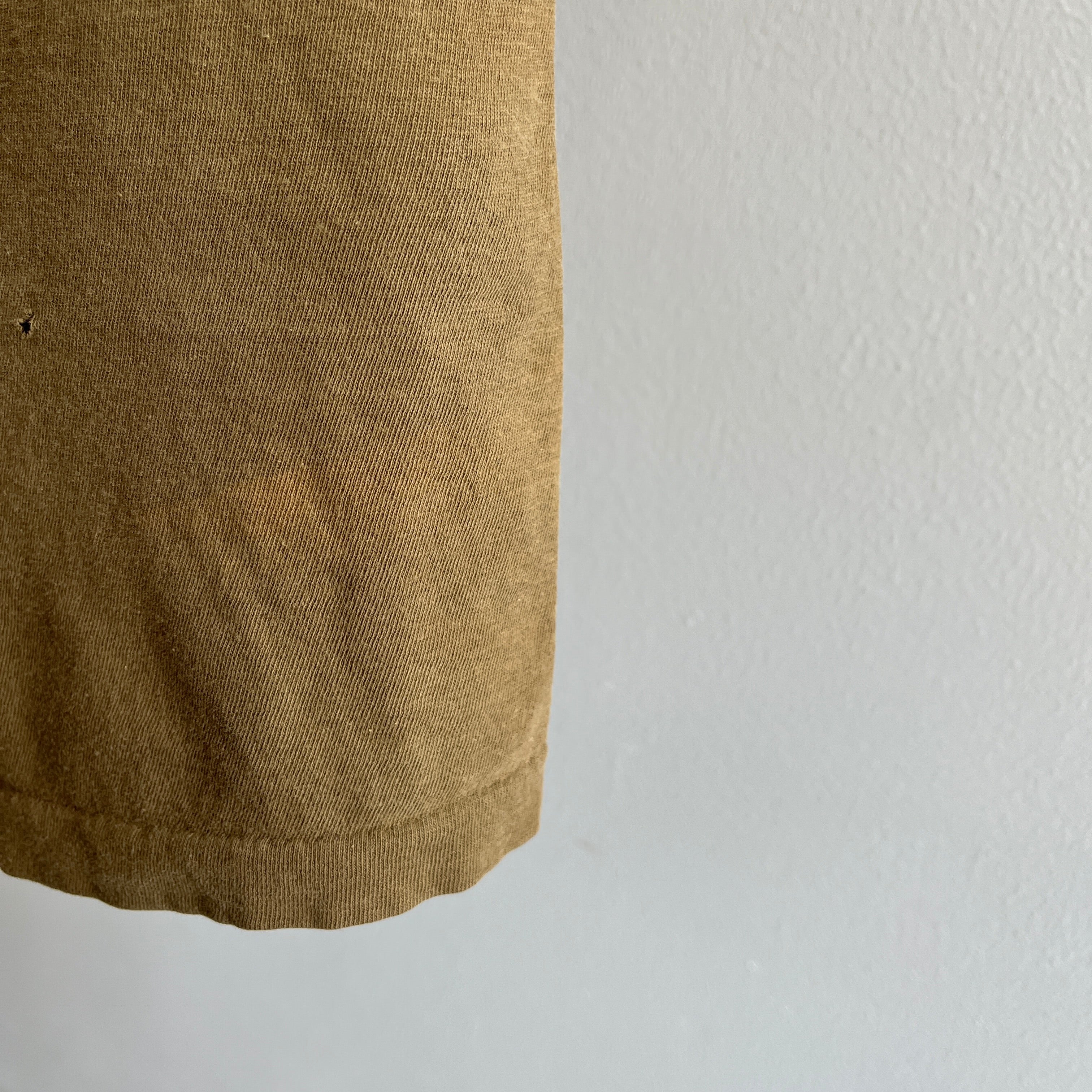 1980s Blank Army Brown Single Stitch T-Shirt