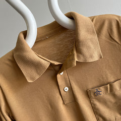 1970s Tan/Khaki Long Sleeve Pocket Polo by Grand Slam (The Penguin Brand)