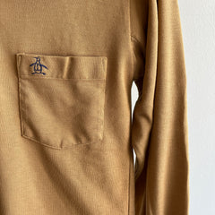 1970s Tan/Khaki Long Sleeve Pocket Polo by Grand Slam (The Penguin Brand)