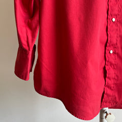 1980s Red Cowboy Snap Front Shirt - Coton Poly Blend