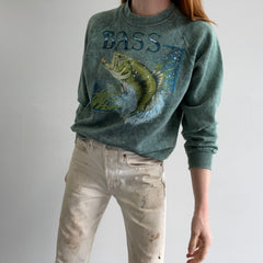 1980s Bass Fish Acid Wash Dyed Sweatshirt