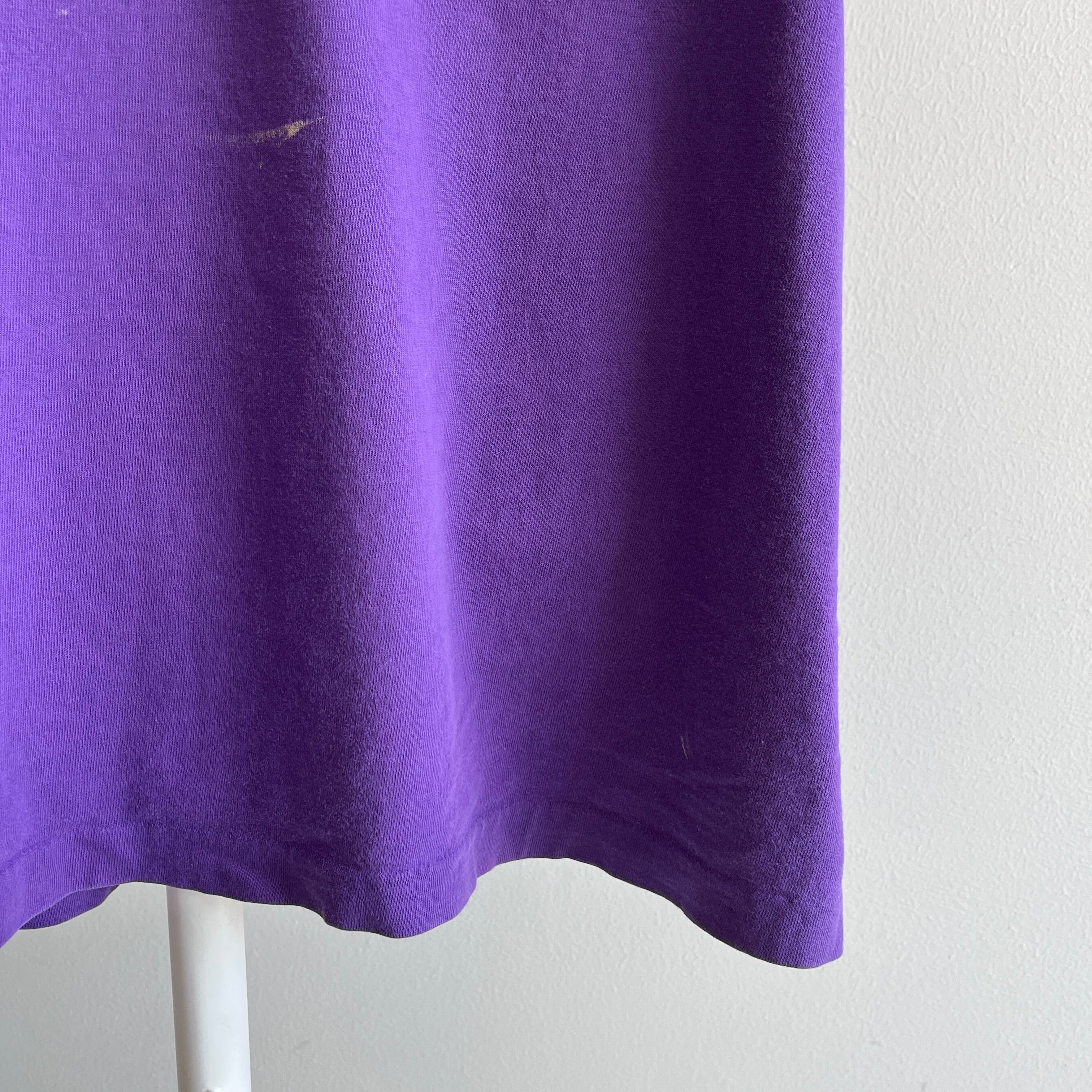 1990s Blank Purple USA Made Cotton Pocket T-Shirt