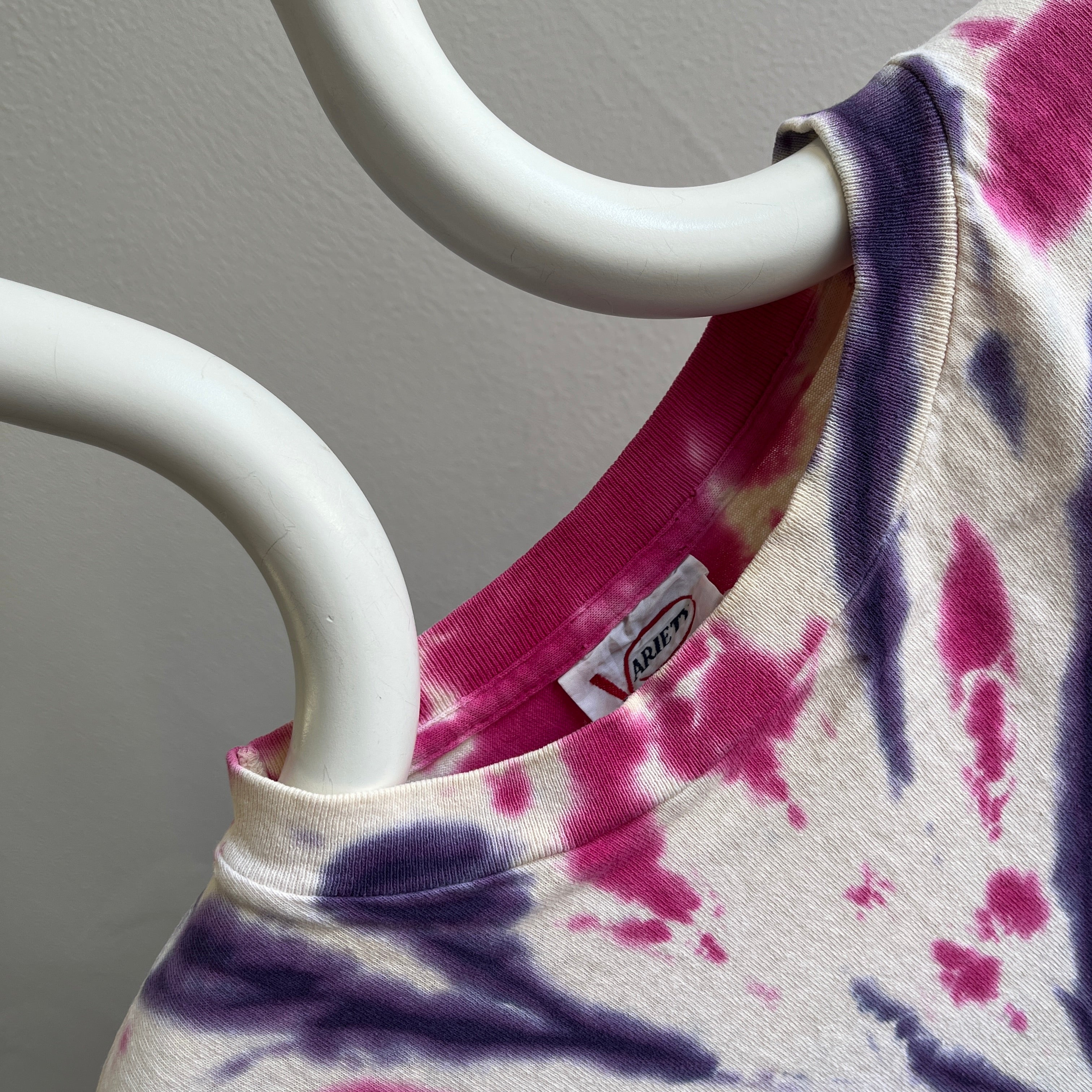 1990s Pink and Purple Tie Dyed Cotton T-Shirt