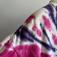 1990s Pink and Purple Tie Dyed Cotton T-Shirt