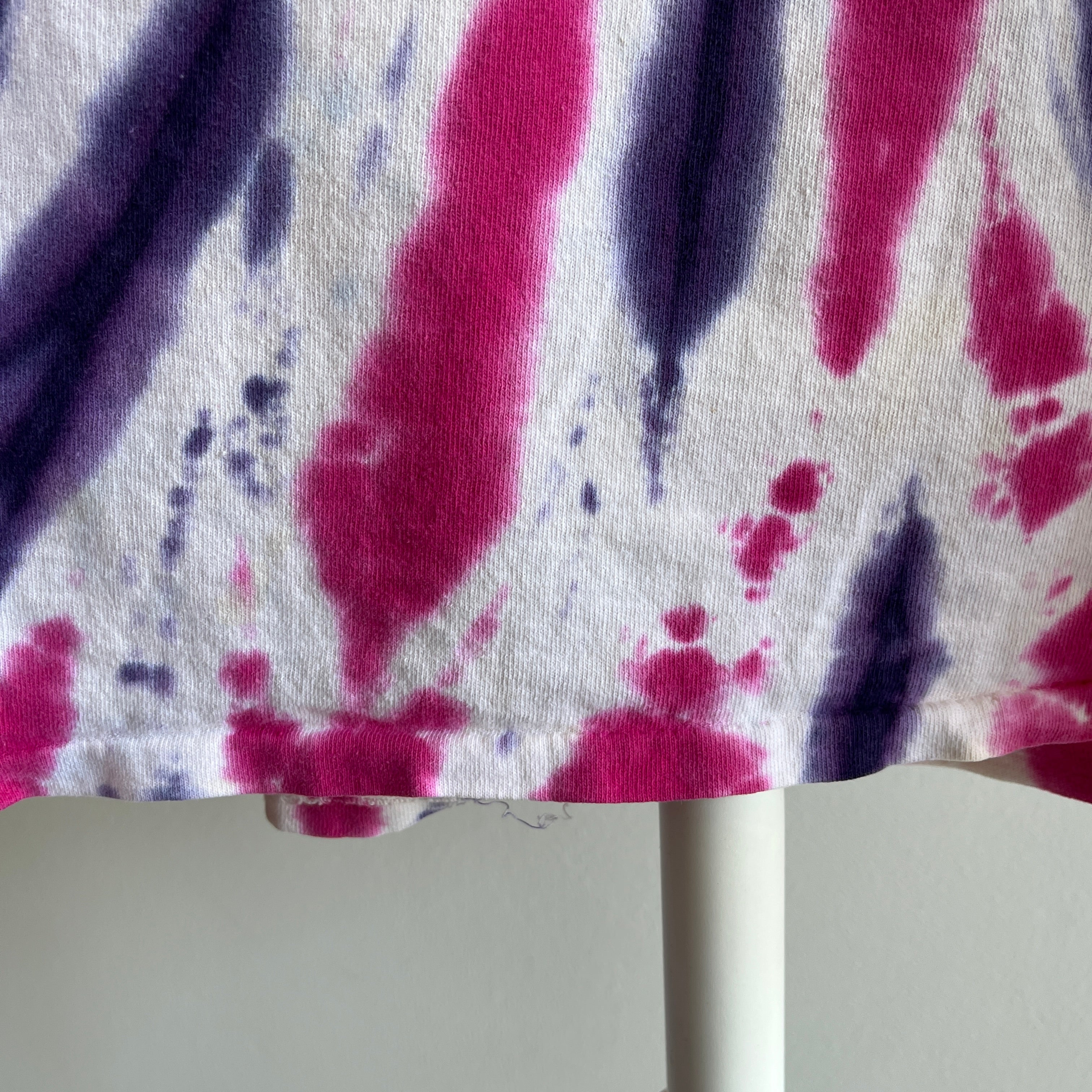 1990s Pink and Purple Tie Dyed Cotton T-Shirt