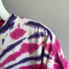 1990s Pink and Purple Tie Dyed Cotton T-Shirt