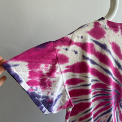 1990s Pink and Purple Tie Dyed Cotton T-Shirt