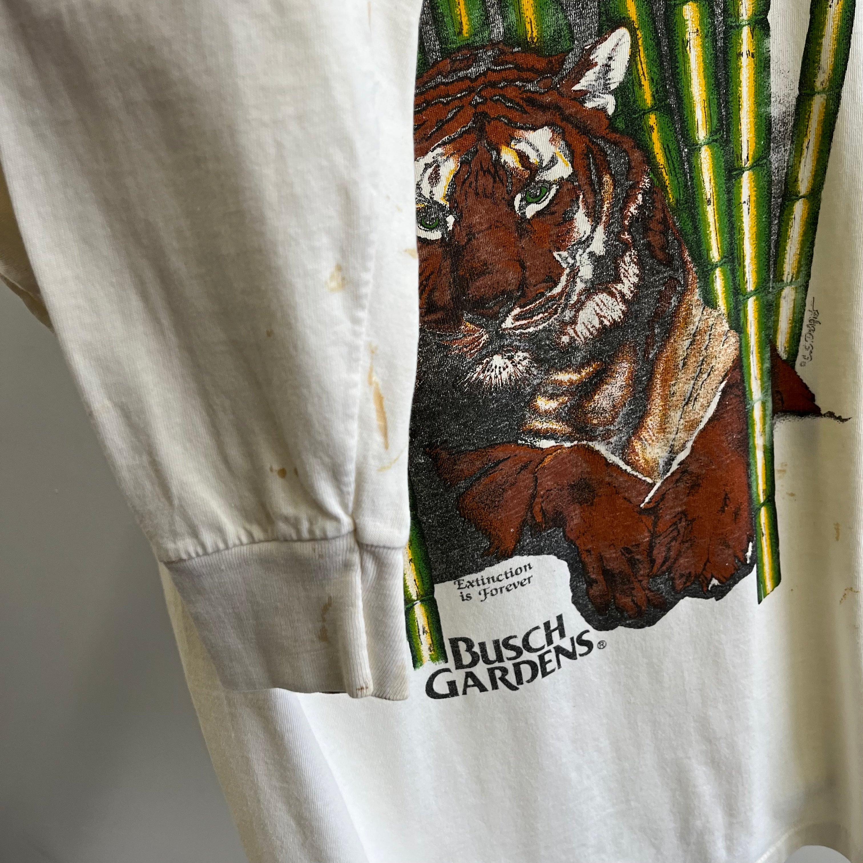 1980s Extinction Is Forever - Busch Gardens - Tiger Long Sleeve T-Shirt By Signal
