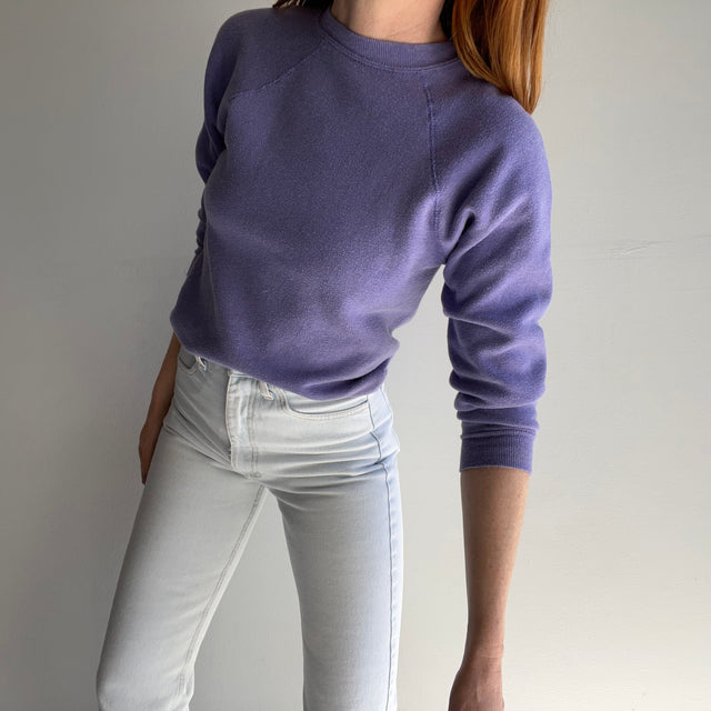 1980s Blank Lavender Smaller Sized Raglan Sweatshirt