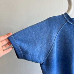 1970s Thinning Faded Soft Heather Blue Warm Up