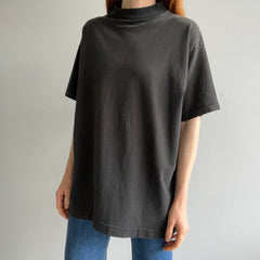 1990s Perfectly Faded Oversized Mock Neck Single Stitch T-Shirt