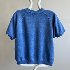 1970s Thinning Faded Soft Heather Blue Warm Up