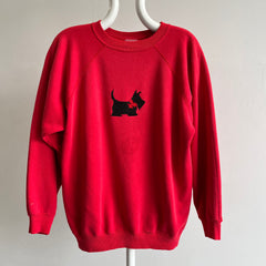 1980/90s Needlepoint Scottie on a Hanes Her Way Raglan - Awwwww