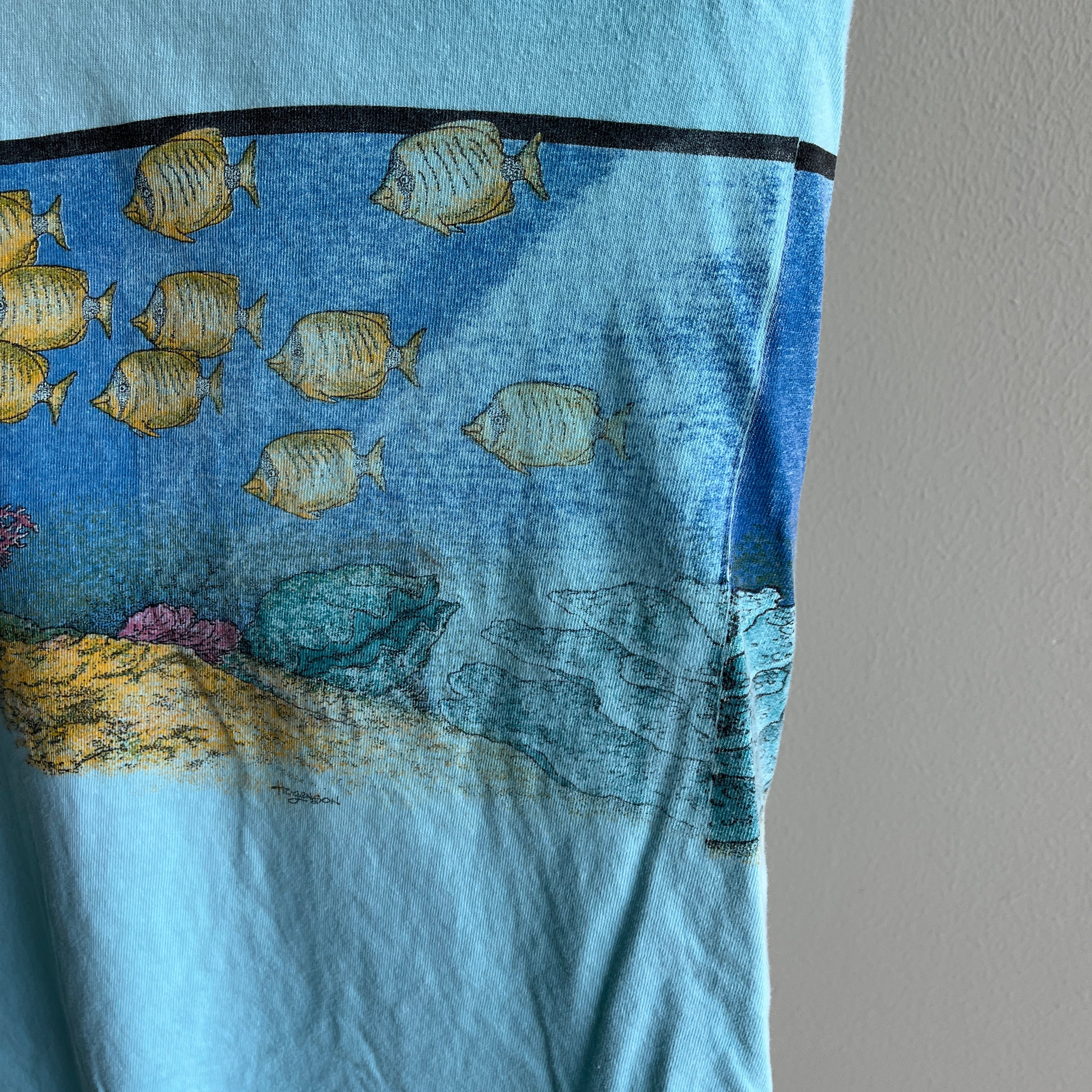 1988 Soft and Worn Wrap Around Hawaii Fish T-Shirt